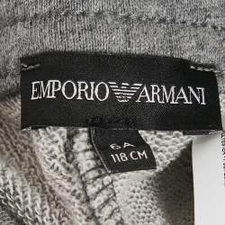 Pre Owned Emporio Armani Kids Grey Cotton Knit Drawstring Shorts 6 Yrs