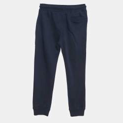 Pre Owned Emporio Armani Kids Navy Blue Logo Side Cotton Knit Sweatpants 7 Yrs