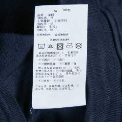 Pre Owned Emporio Armani Kids Navy Blue Logo Side Cotton Knit Sweatpants 7 Yrs