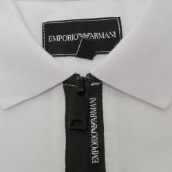 Pre Owned Emporio Armani Kids White Jersey Zipper Detail T-Shirt 10 Yrs