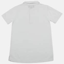 Pre Owned Emporio Armani Kids White Jersey Zipper Detail T-Shirt 10 Yrs