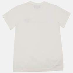 Pre Owned Emporio Armani Kids White Logo Printed Jersey T-Shirt 7 Yrs