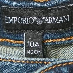 Pre Owned Emporio Armani Kids Blue Faded Denim Skinny Jeans 10 Yrs Waist 25"