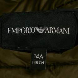 Pre Owned Emporio Armani Kids Midnight Blue Synthetic Reversible Hooded Puffer Jacket 14Yrs