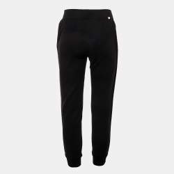 Pre Owned Emporio Armani Kids Black Logo Band Trim Cotton Jogger Pants 12 Yrs