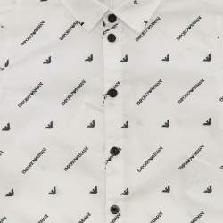 Pre Owned Emporio Armani Kids White Logo Print Cotton Shirt 36M