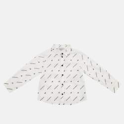 Pre Owned Emporio Armani Kids White Logo Print Cotton Shirt 36M
