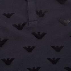 Pre Owned Emporio Armani Kids Navy Blue Logo Flocked Cotton Polo T-Shirt 4 Yrs