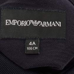 Pre Owned Emporio Armani Kids Navy Blue Logo Flocked Cotton Polo T-Shirt 4 Yrs