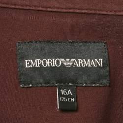 Pre Owned Emporio Armani Kids Burgundy Jersey Polo T-Shirt 16Yrs