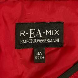 Pre Owned Emporio Armani Kids Red Logo Print Nylon Jacket 8Yrs