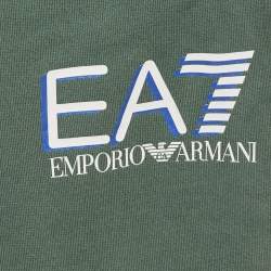 Pre Owned Emporio Armani Kids Green EA7 Print Cotton Joggers 7 Yrs