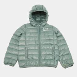 Pre Owned Emporio Armani Kids Sage Green Synthetic Printed Puffer Down Jacket 8 Yrs
