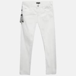 Pre Owned Emporio Armani White Denim Pants 10 Years