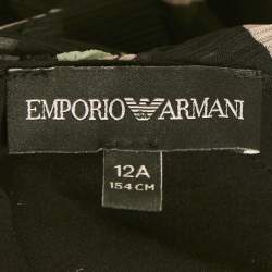Pre Owned Emporio Armani Black Printed Chiffon Dress 12 Yrs