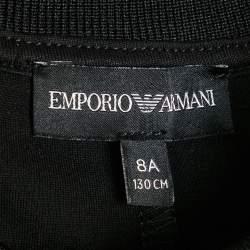 Pre Owned Emporio Armani Kids Black Jersey Pleated Short Dress 8Yrs