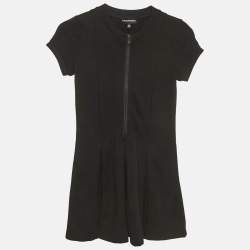 Pre Owned Emporio Armani Kids Black Jersey Pleated Short Dress 8Yrs