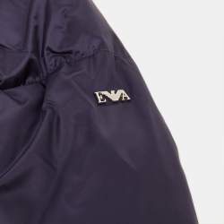 Pre Owned Emporio Armani Kids Purple Synthetic Concealed Hood Puffer Jacket 10Yrs