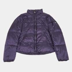 Pre Owned Emporio Armani Kids Purple Synthetic Concealed Hood Puffer Jacket 10Yrs