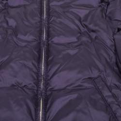 Pre Owned Emporio Armani Kids Purple Synthetic Concealed Hood Puffer Jacket 10Yrs