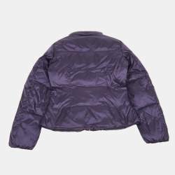 Pre Owned Emporio Armani Kids Purple Synthetic Concealed Hood Puffer Jacket 10Yrs