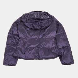 Pre Owned Emporio Armani Kids Purple Synthetic Concealed Hood Puffer Jacket 10Yrs