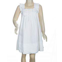 Pre Owned Scervino Street Girls White Rosette Detail Linen Dress 6 Yrs 