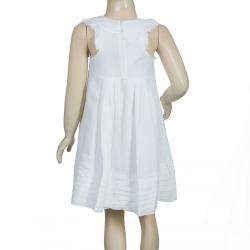 Pre Owned Scervino Street Girls White Rosette Detail Linen Dress 6 Yrs 
