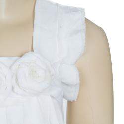 Pre Owned Scervino Street Girls White Rosette Detail Linen Dress 6 Yrs 