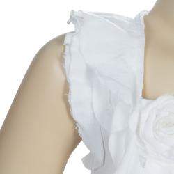 Pre Owned Scervino Street Girls White Rosette Detail Linen Dress 6 Yrs 