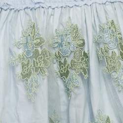Ermanno Scervino Blue Embroidered Tulle Ruffled Skirt 10 Yrs