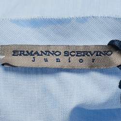 Ermanno Scervino Junior Blue Cotton Lace Patch Detail Sleeveless Dress 8 Yrs
