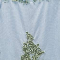 Ermanno Scervino Junior Blue Cotton Lace Patch Detail Sleeveless Dress 8 Yrs