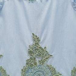 Ermanno Scervino Junior Blue Cotton Lace Patch Detail Sleeveless Dress 6 Yrs