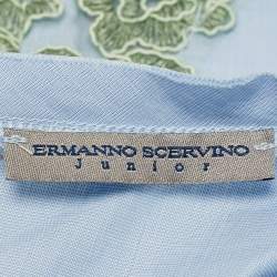 Ermanno Scervino Junior Blue Cotton Lace Patch Detail Sleeveless Dress 6 Yrs