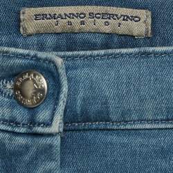 Ermanno Scervino Junior Blue Denim Embroidery Patch Detail Jeans 10 Yrs Waist 24"