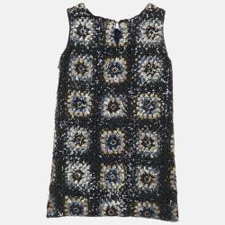 Ermanno Scervino Junior Navy Blue Sequin Sleeveless Dress 6 Yrs