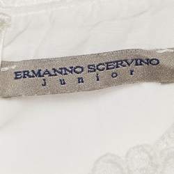 Ermanno Scervino Kids White Floral Embroidery and Applique Organza Dress 6 Yrs