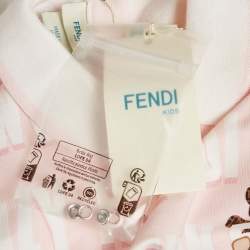 Pre Owned Fendi Kids Pink Teddy Print Cotton Dress 9M