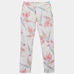 مملوكة مسبقًا Fendi Kids White Floral Print Cotton Trousers 12 Yrs 