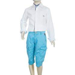 Pre Owned Fendi Kids Light Blue Zucchino Detail Print Shorts 6 Yrs 