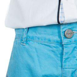 Pre Owned Fendi Kids Light Blue Zucchino Detail Print Shorts 6 Yrs 