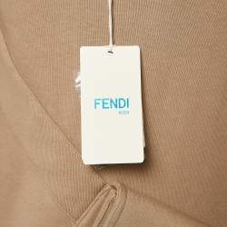 مملوكة مسبقًا Fendi Kids Beige/Black Cotton Knit Baguette Bag Sweatshirt and Sweatpants Set 12+ Yrs