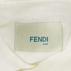 Fendi Kids White Linen Button Front Shirt 6 Yrs 