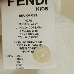 Fendi Kids White Linen Button Front Shirt 6 Yrs 