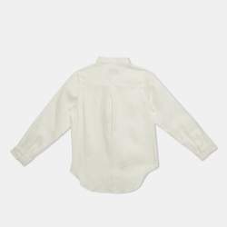 Fendi Kids White Linen Button Front Shirt 6 Yrs 