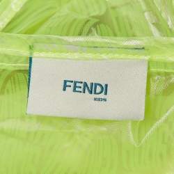 Fendi Neon Green Printed Synthetic Sheer Jacket 9Y