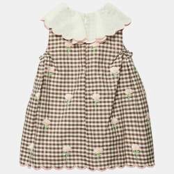 Fendi Brown Check Embroidered Dress 6M