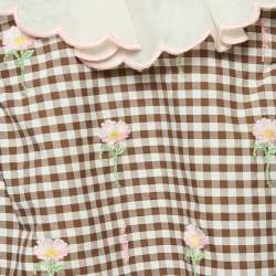 Fendi Brown Check Embroidered Dress 6M
