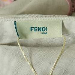 Fendi Brown Check Embroidered Dress 6M